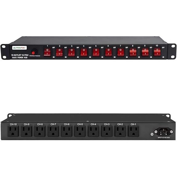 10-Outlet 1U Rack Mount Power Strip with Surge Protection