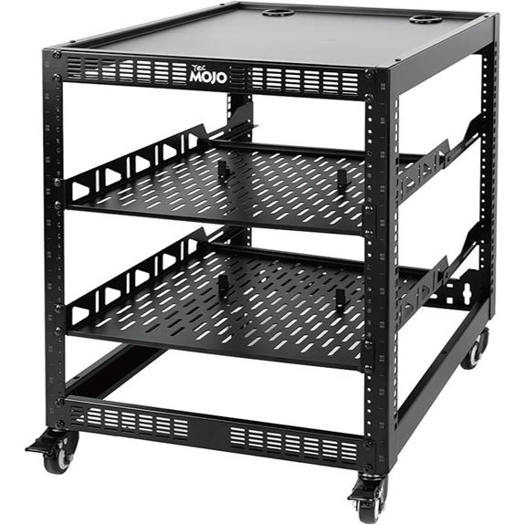 TECMOJO 12U Open Frame Network Rack with Shelves
