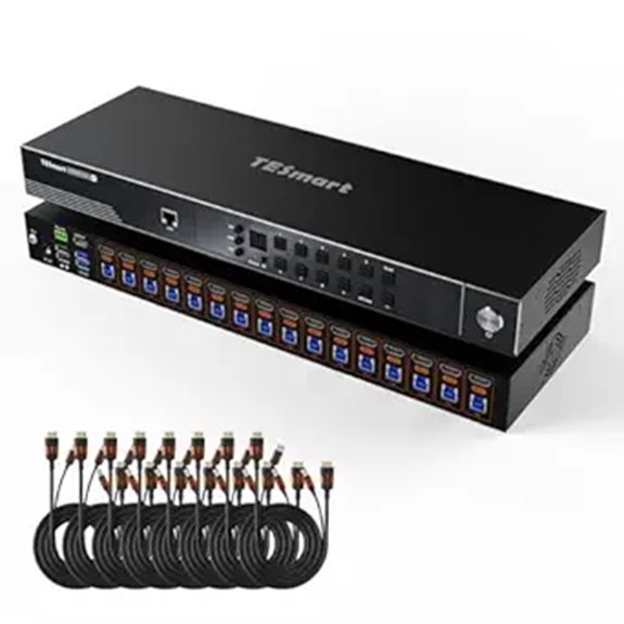 TESmart 16-Port HDMI KVM Switch with Remote and Cables