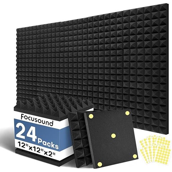Focusound Acoustic Panel Pack with Adhesive (24 Pieces)