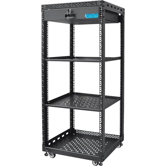 24U Server Rack Cabinet with Shelves and Wheels