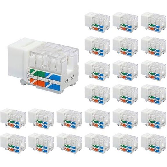 RJ45 Cat6A Keystone Jack 25-Pack UL Listed White