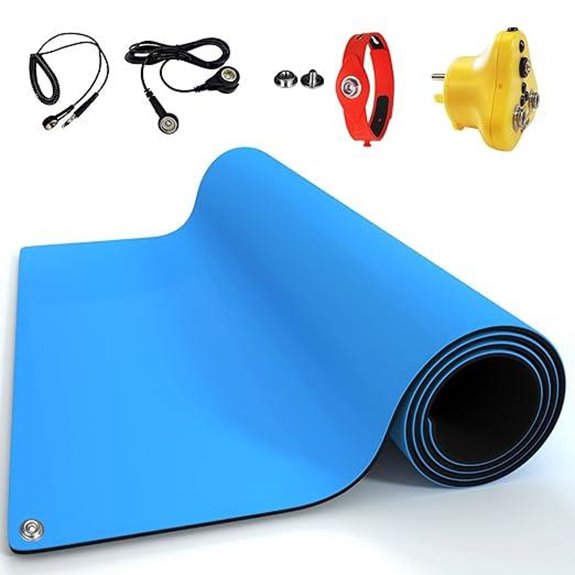 KooMall 48x24 Inch ESD Rubber Mat Kit with Grounding