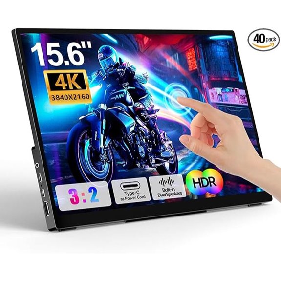 4K Touch Portable Monitor with HDMI USB-C Speakers
