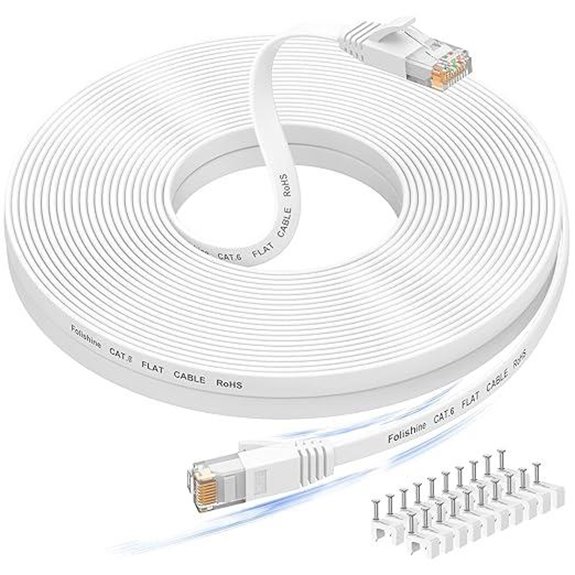 Folishine 50ft Cat 6e Ethernet Cable Flat White