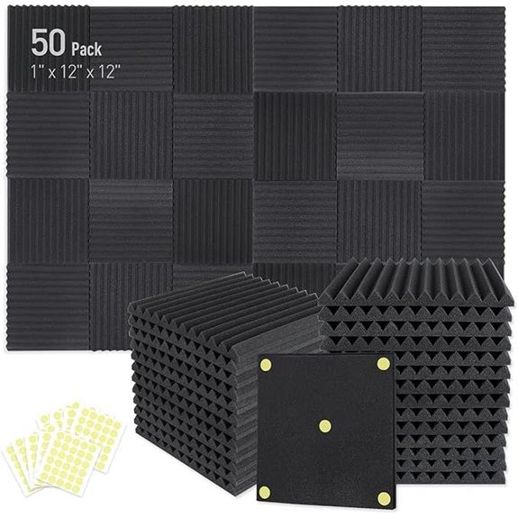Focusound 50 Pack Acoustic Foam Panels with Adhesive