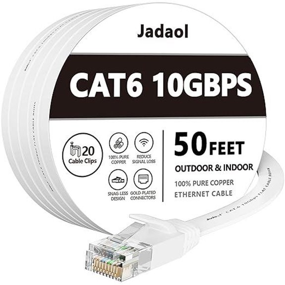 Jadaol 50ft Cat 6 Ethernet Cable High-Speed Network