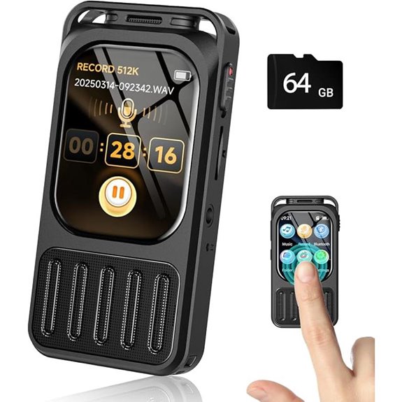 64GB Digital Voice Recorder with Touchscreen