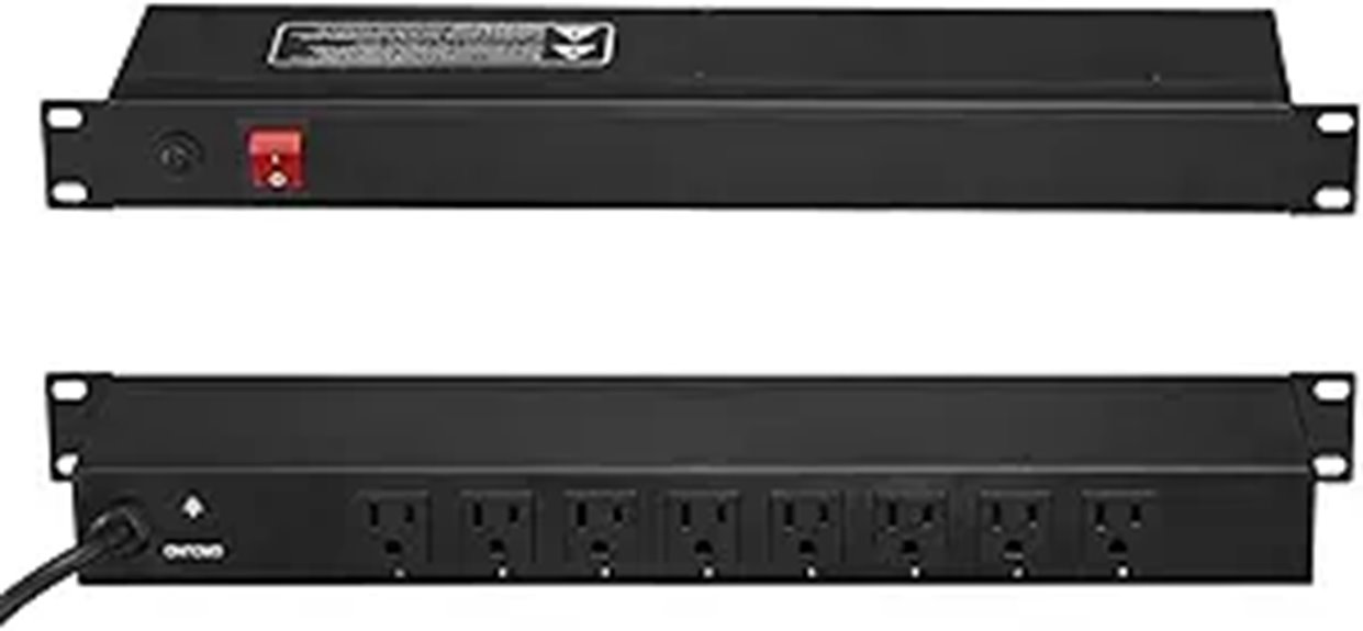 VEVOR 8 Outlet 1U Rack Mount Power Strip