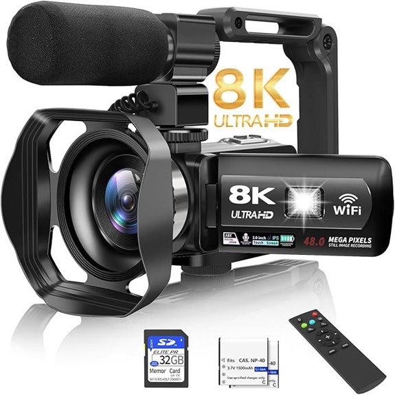 8K UHD Video Camera with Night Vision and Accessories