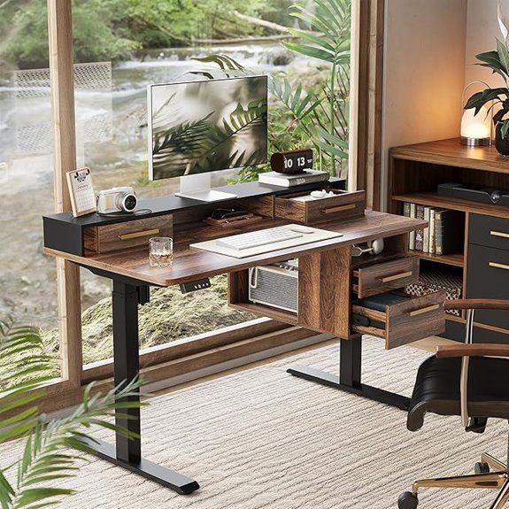 Electric Sit-Stand Desk with 4 Drawers
