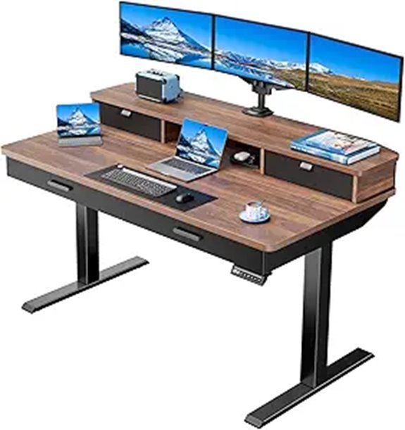 HUANUO 55x30 Inch Electric Sit-Stand Desk with Drawers