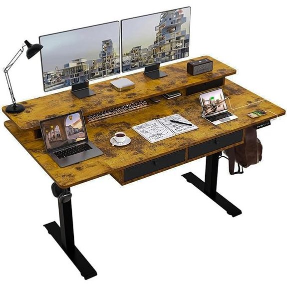 Electric Standing Desk with Height Adjustment and Storage