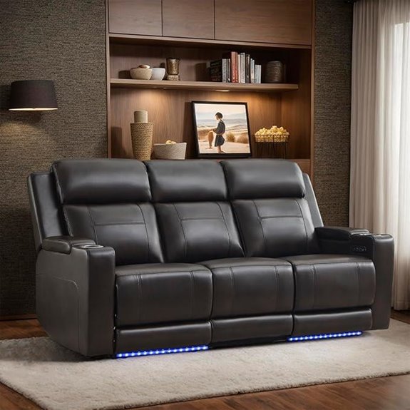 Power Reclining Sofa with Adjustable Headrest