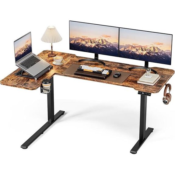 59-Inch Adjustable L-Shaped Standing Desk with Reversible Splice