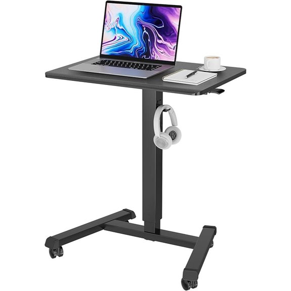 BONTEC Adjustable Mobile Standing Desk with Wheels