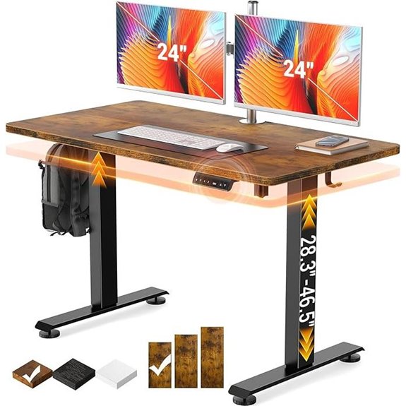 Veken Adjustable Standing Desk with Wood Desktop