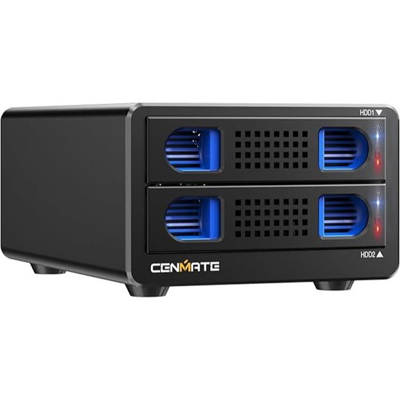 Aluminum Dual Bay HDD Enclosure with Cooling Fan