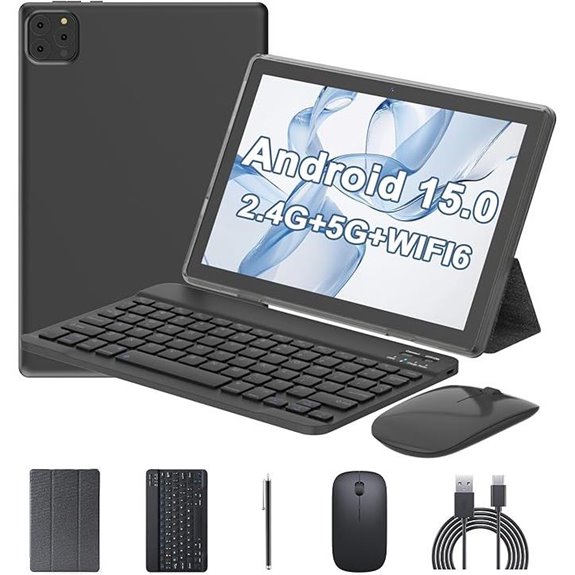 Android 15 10-Inch Tablet with Keyboard & Stylus