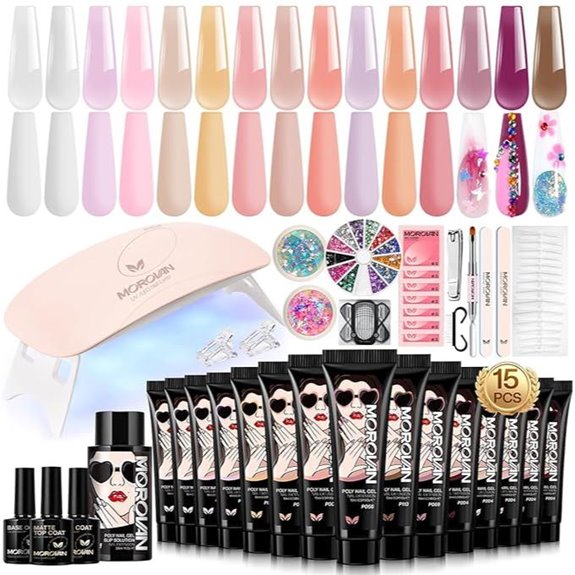 Poly Gel Nail Kit for Beginners (15 Colors U V Light)