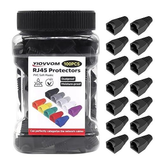 RJ45 Ethernet Strain Relief Boots 100pcs Black
