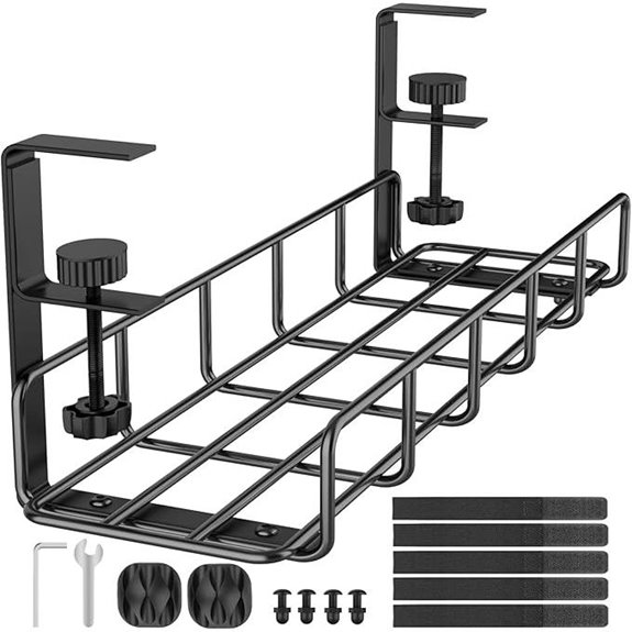 Under Desk Cable Management Tray (Black 1 Pack)