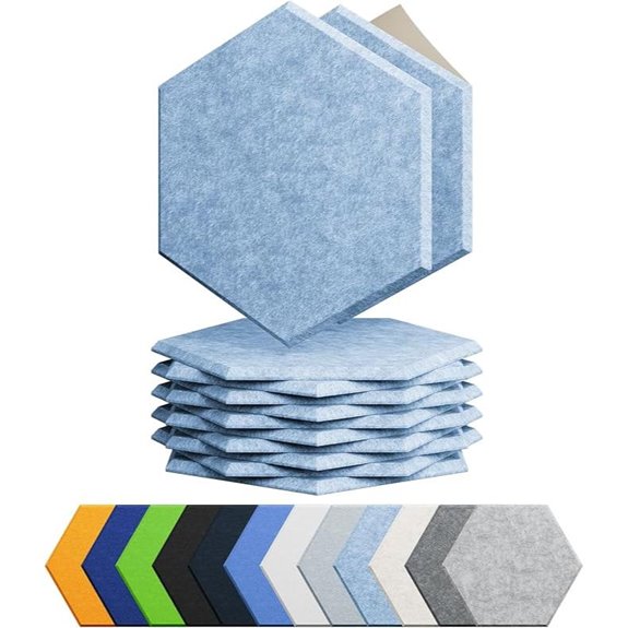 12 Pack Hexagon Acoustic Foam Panels in Light Sky Blue
