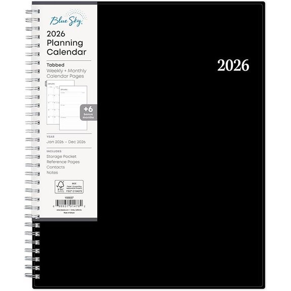Blue Sky 2026 Weekly/Monthly Planner Wirebound Laminated Tabs