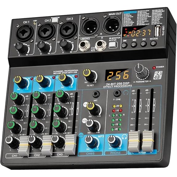 Depusheng 5-Channel Digital Audio Mixer with Bluetooth