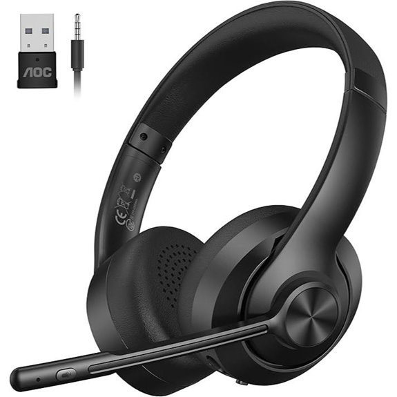 AOC Wireless Headset with Mic Bluetooth 5.4 Noise Canceling