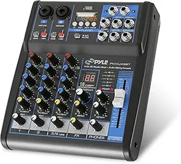 Pyle 4-Channel Audio Mixer with Bluetooth & USB