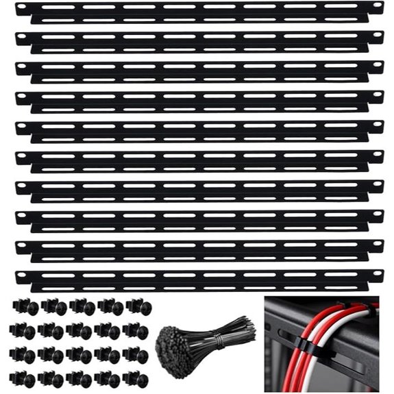 10 Pcs Cable Management Kit with Tie Bars and Screws