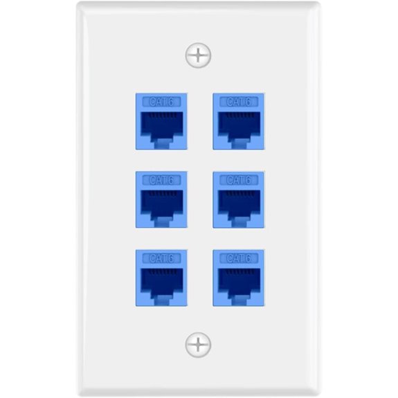 VCE CAT6 Ethernet Wall Plate 6 Port Blue