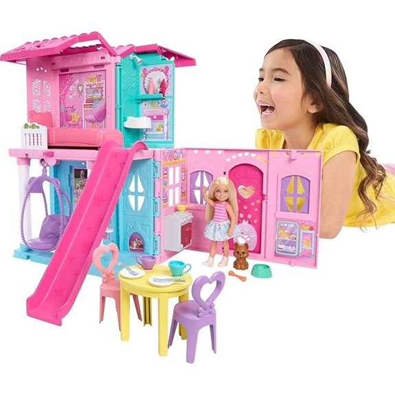 Chelsea Dollhouse with Accessories Slide & Play Areas