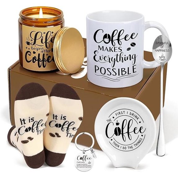 Coffee Gift Set with Mug Socks Keychain and Accessories