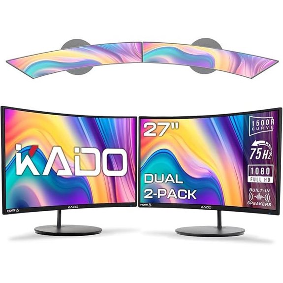 Kado 27 Dual Curved Monitors with HDMI & Speakers