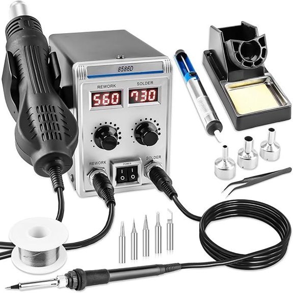 8586D 2-in-1 Hot Air Soldering Station with Display