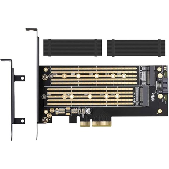 Dual M.2 PCIe NVMe/SATA SSD Adapter with Heat Sink