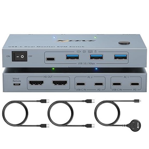 USB-C KVM Switch for Dual Monitors and Laptops