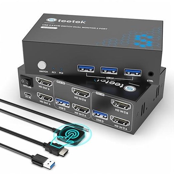 HDMI KVM Switch 2 Monitors 2 Computers 3 USB 3.0