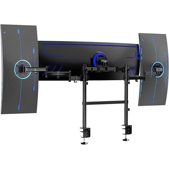 VIVO Clamp Dual Pole Triple Monitor Desk Mount