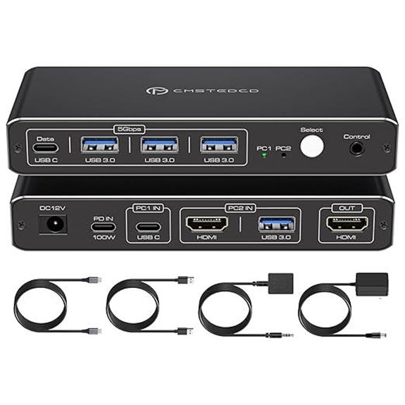 KVM Switch 2 Ports 4K@60Hz USB-C HDMI Support