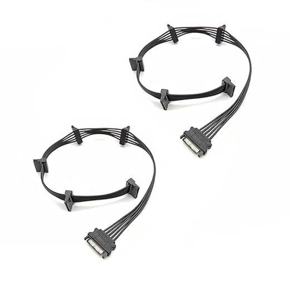 2 Pack SATA Power Splitter Cables (15 Pin to 5)