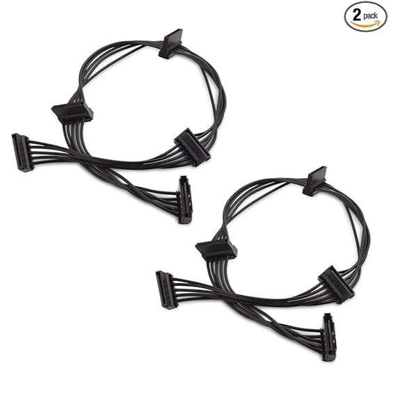 Cable Matters 2-Pack 15 Pin SATA to 4 SATA Power Splitter Cable - 18 Inches