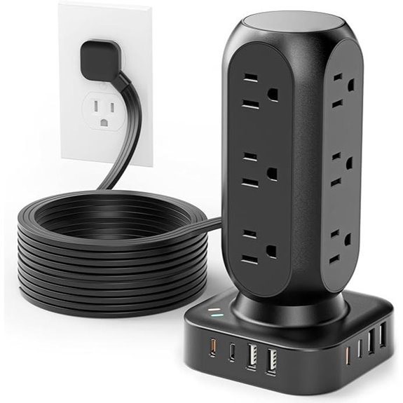 Dual PD 20W Power Strip with USB & Outlets