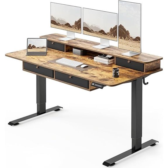 FEZIBO Height-Adjustable Electric Standing Desk with Storage