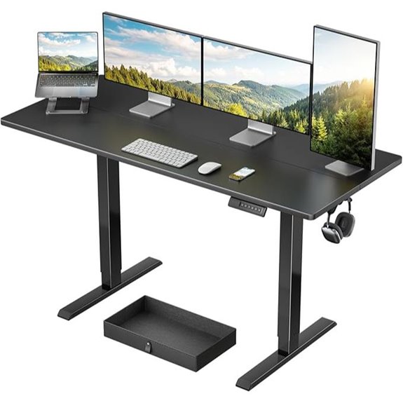 Marsail Electric Standing Desk with Storage and Hooks