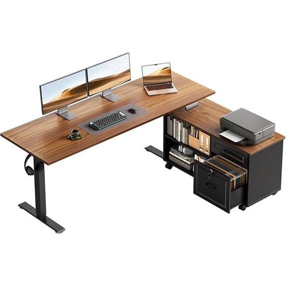 OffiGo 55 L-Shaped Electric Standing Desk with Storage