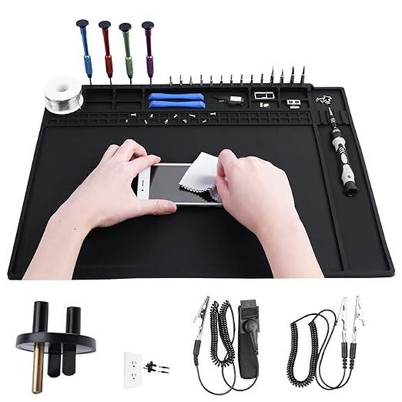 ESD Soldering Mat with Wristband and Grounding Kit