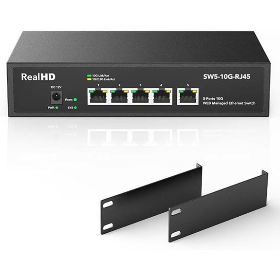 5-Port 10Gb Ethernet Network Switch with Rack Mount